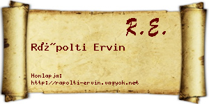 Rápolti Ervin névjegykártya